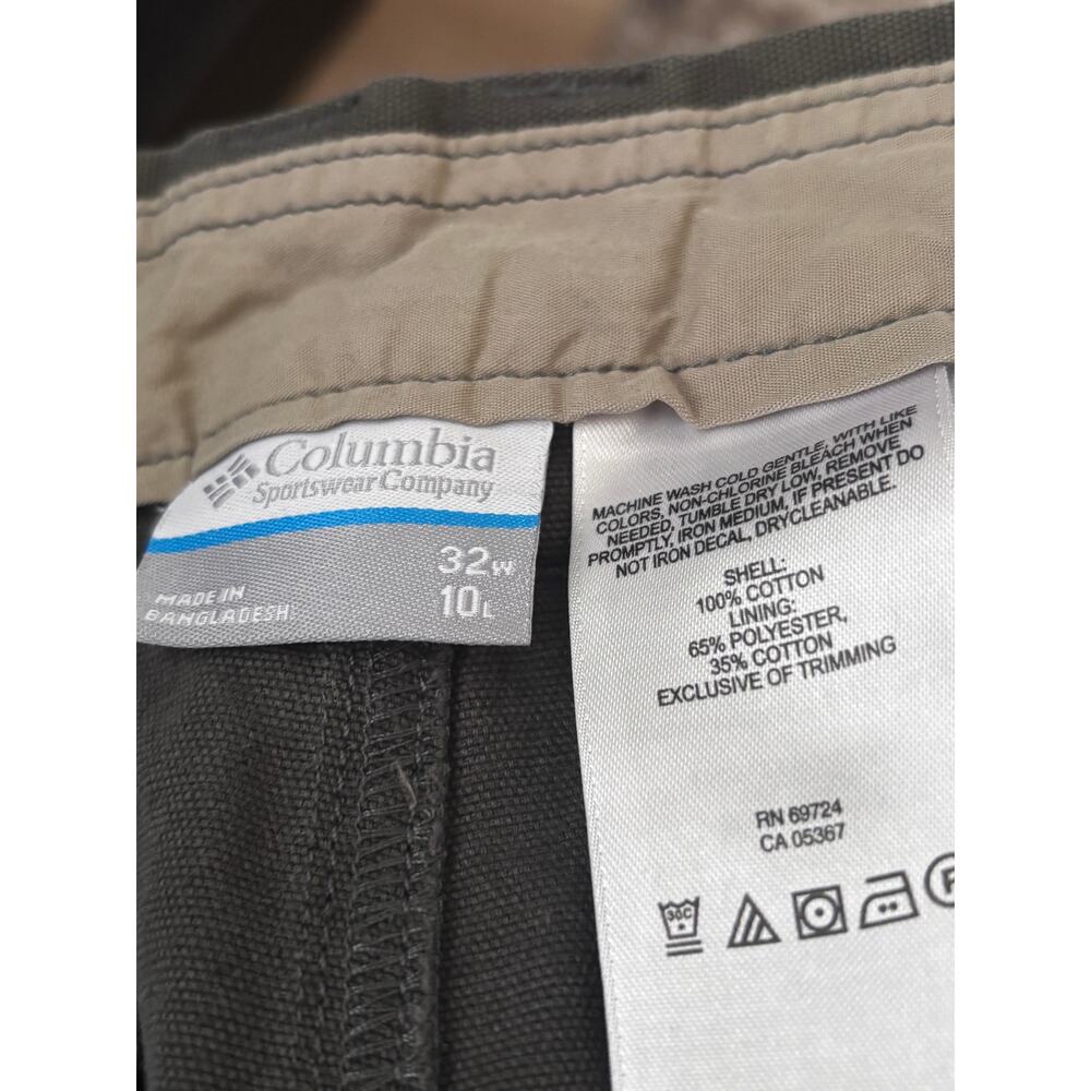 Columbia Men's Cargo Shorts Size 32 Olive Gray Cotton 10 Inch Inseam Casual - Picture 6 of 9